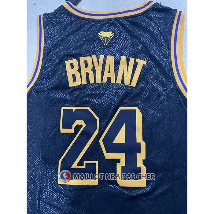 Maillot Los Angeles Lakers Kobe Bryant NO 8 24 Black Mamba Snakeskin Noir